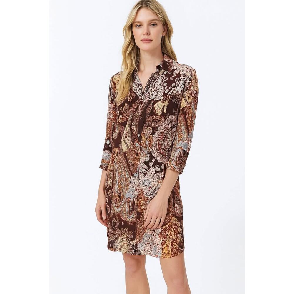 Craig Taylor Women’s Medium Brown Paisley Button Up Dress